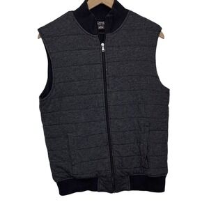 Michael Kors Men's Dark Gray Herringbone Quilted Zip Vest Size M